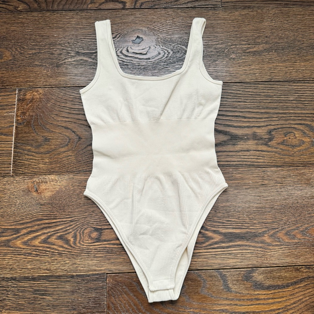 Cream Amazon Ribbed Tank Top Body Suit